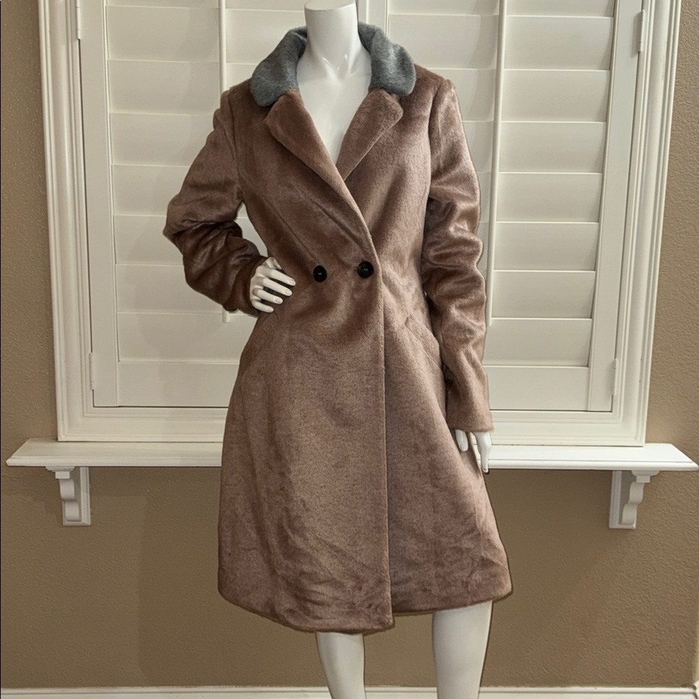 Long Tall Sally Contrast Collar Faux Fur Coat Pink